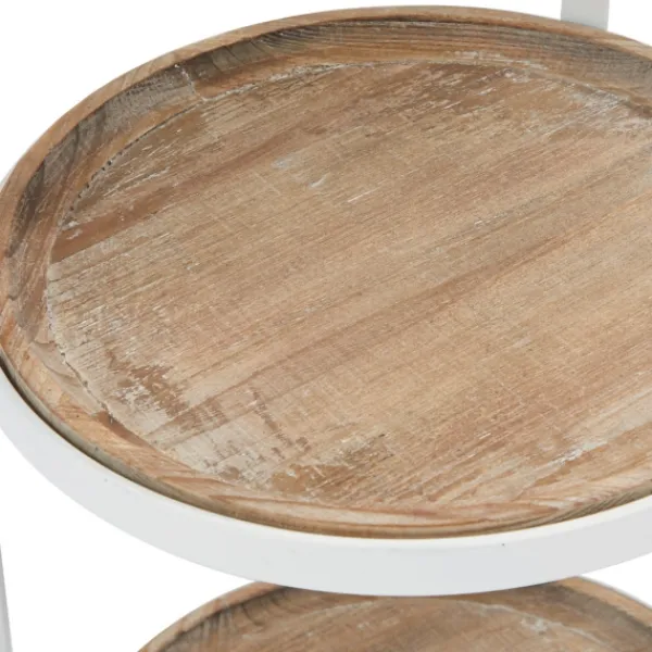 Accent & End Tables-Kirkland's Home Brown Wood And Metal 3-Tier Side Table White