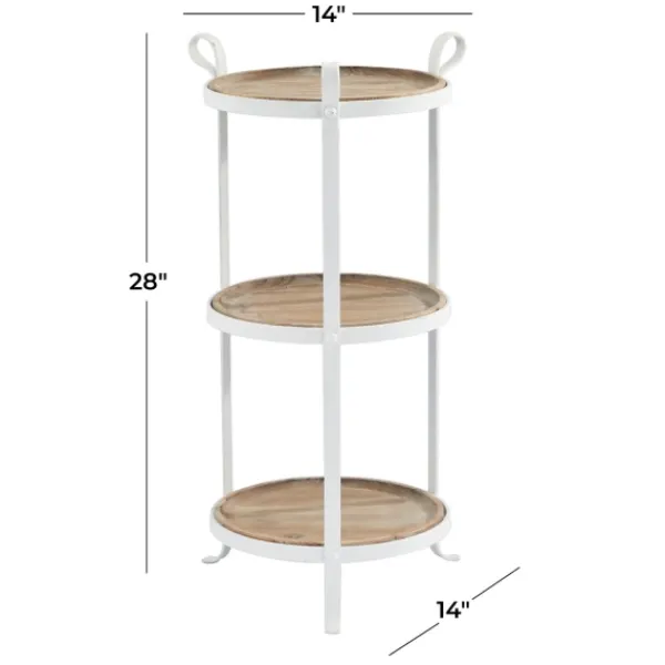 Accent & End Tables-Kirkland's Home Brown Wood And Metal 3-Tier Side Table White