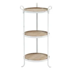 Accent & End Tables-Kirkland's Home Brown Wood And Metal 3-Tier Side Table White