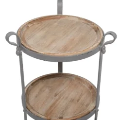 Accent & End Tables-Kirkland's Home Brown Wood And Metal 3-Tier Side Table Gray