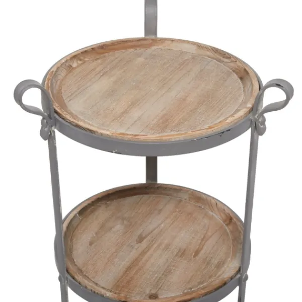 Accent & End Tables-Kirkland's Home Brown Wood And Metal 3-Tier Side Table Gray