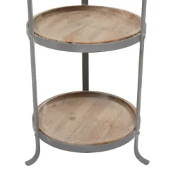 Accent & End Tables-Kirkland's Home Brown Wood And Metal 3-Tier Side Table Gray