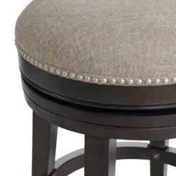 Bar Stools & Counter Height Stools-Kirkland's Home Brown Wood Backless Swivel Counter Stool Gray