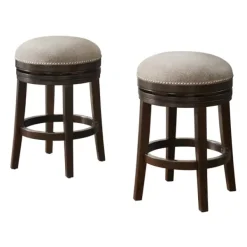 Bar Stools & Counter Height Stools-Kirkland's Home Brown Wood Backless Swivel 2-Pc. Counter Stool Set Gray
