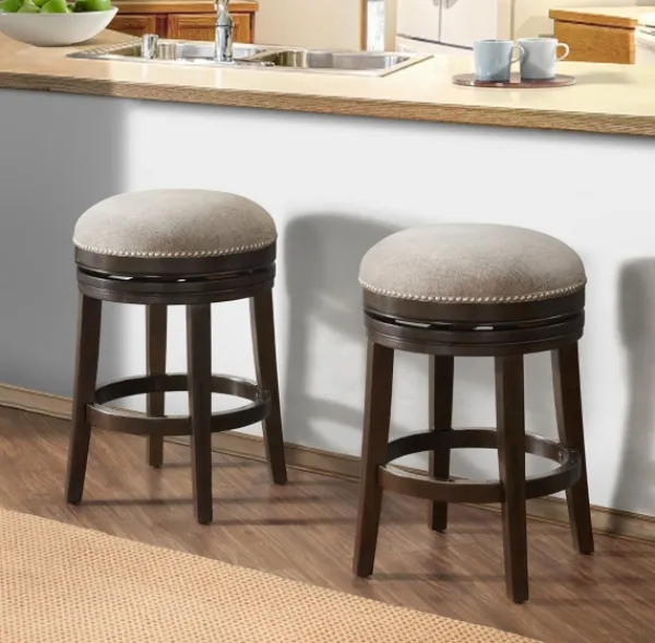 Bar Stools & Counter Height Stools-Kirkland's Home Brown Wood Backless Swivel 2-Pc. Counter Stool Set Gray