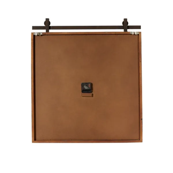 Clocks-Kirkland's Home Brown Wood Black Metal Accent Square Wall Clock