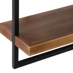 Shelves-Kirkland's Home Brown Wood Black Metal Frame Wall Shelves