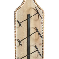 Wall Storage-Kirkland's Home Brown Wood Bottle Frame Metal Bracket Wine Holder