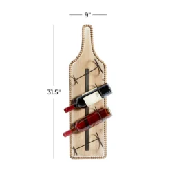 Wall Storage-Kirkland's Home Brown Wood Bottle Frame Metal Bracket Wine Holder