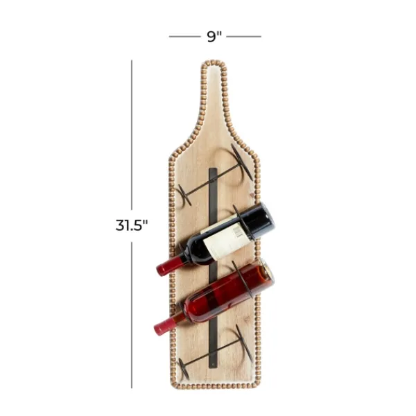 Wall Storage-Kirkland's Home Brown Wood Bottle Frame Metal Bracket Wine Holder