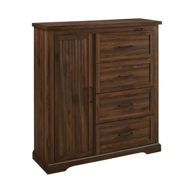 Dressers & Chests-Kirkland's Home Brown Wood Cabinet And 4-Drawer Wardrobe