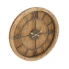Clocks-Kirkland's Home Brown Wood Frame Black Metal Cutout Wall Clock