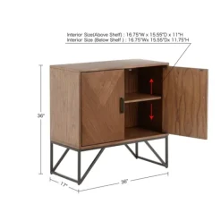 Cabinets & Sideboards-Kirkland's Home Brown Wood Frame Metal Base 2-Door Cabinet