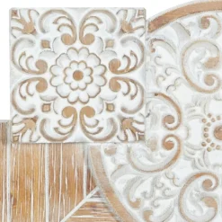 Wall Plaques-Kirkland's Home Brown Wood Geometric Layered Shapes Wall Plaque Brown/White