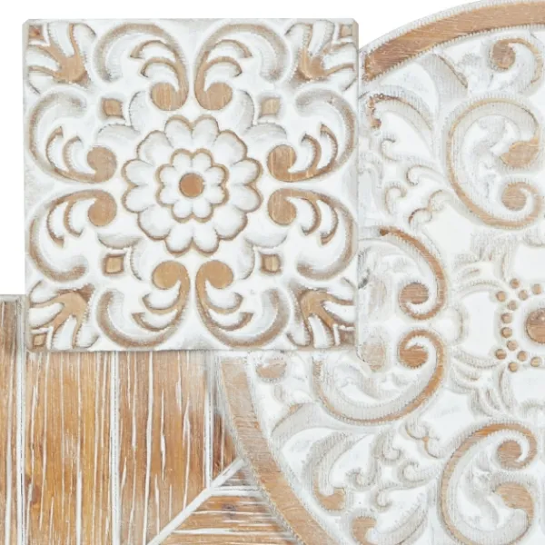 Wall Plaques-Kirkland's Home Brown Wood Geometric Layered Shapes Wall Plaque Brown/White