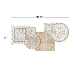 Wall Plaques-Kirkland's Home Brown Wood Geometric Layered Shapes Wall Plaque Brown/White