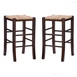 Bar Stools & Counter Height Stools-Kirkland's Home Brown Wood Grass Backless 2-Pc. Counter Stool Set Tan