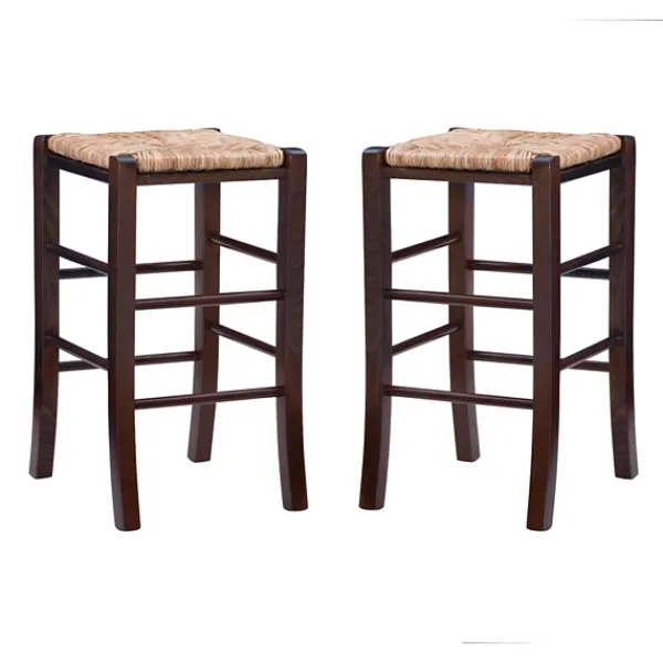 Bar Stools & Counter Height Stools-Kirkland's Home Brown Wood Grass Backless 2-Pc. Counter Stool Set Tan
