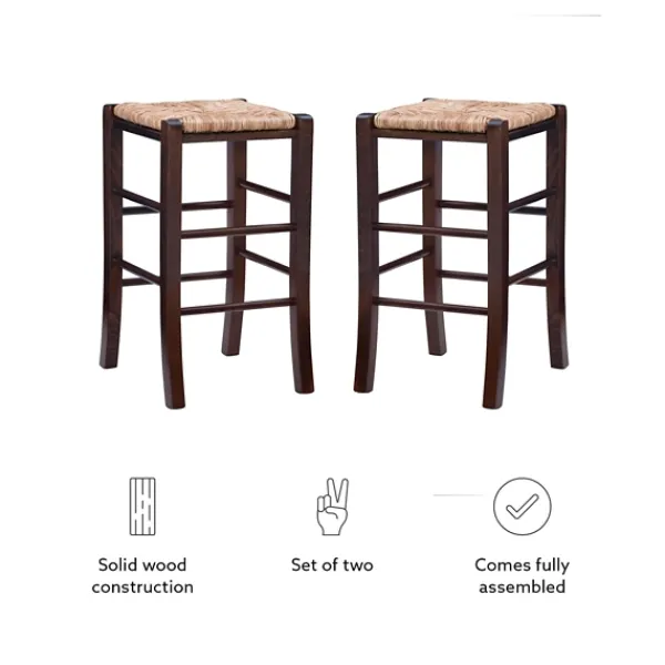 Bar Stools & Counter Height Stools-Kirkland's Home Brown Wood Grass Backless 2-Pc. Counter Stool Set Tan