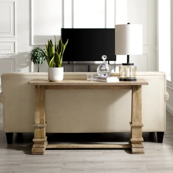 Console Tables-Kirkland's Home Brown Wood Pedestal Base Console Table