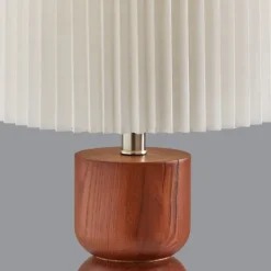 Table Lamps-Kirkland's Home Brown Wood Pleated Shade Table Lamp White