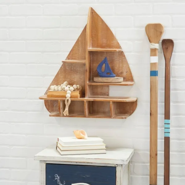 Shelves-Kirkland's Home Brown Wood Sailboat Wall Shelf
