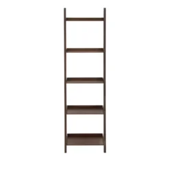 Bookshelves-Kirkland's Home Brown Wooden Five-Tier Ladder Bookshelf
