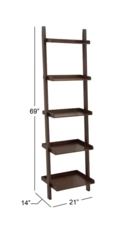 Bookshelves-Kirkland's Home Brown Wooden Five-Tier Ladder Bookshelf