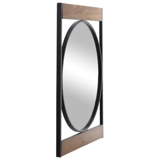 Framed Mirrors-Kirkland's Home Brown Wooden Slats Round Frame Mirror