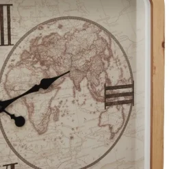 Clocks-Kirkland's Home Brown World Map Rectangular Wall Clock