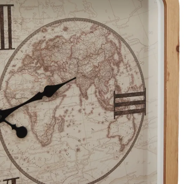 Clocks-Kirkland's Home Brown World Map Rectangular Wall Clock