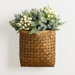Wall Storage-Kirkland's Home Brown Woven Bamboo Wall Pocket