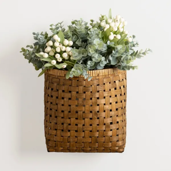 Wall Storage-Kirkland's Home Brown Woven Bamboo Wall Pocket