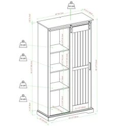 Cabinets & Sideboards-Kirkland's Home Brushed Grooved Sliding Door Cabinet White