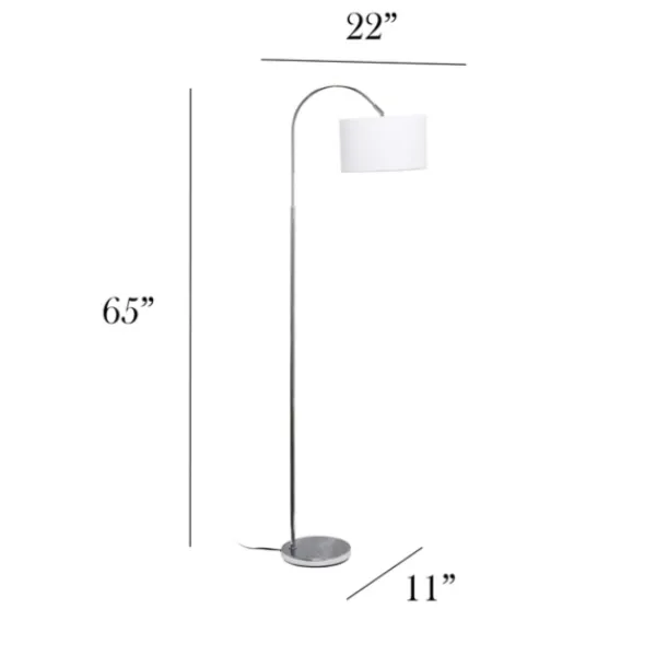 Floor Lamps-Kirkland's Home Brushed Nickel Arched Stem Floor Lamp White