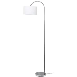 Floor Lamps-Kirkland's Home Brushed Nickel Arched Stem Floor Lamp White