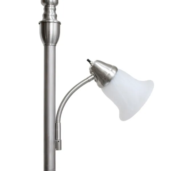 Floor Lamps-Kirkland's Home Brushed Nickel Base Marble Glass Shade Floor Lamp Gray