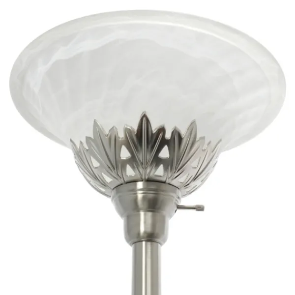 Floor Lamps-Kirkland's Home Brushed Nickel 3-Scallop Glass Floor Lamp Gray