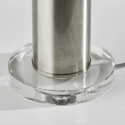 Table Lamps-Kirkland's Home Brushed Steel Cylinder Table Lamp White