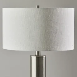Table Lamps-Kirkland's Home Brushed Steel Cylinder Table Lamp White