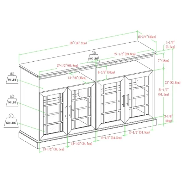 Tv Stands & Media Consoles-Kirkland's Home Brushed Window Pane Tv Stand White