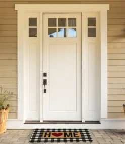 Doormats-Kirkland's Home Buffalo Check And Heart Home Doormat Black/White/Red