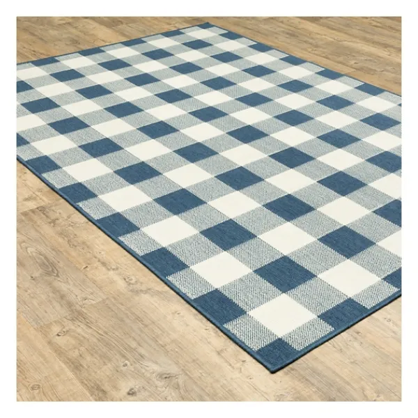 Outdoor Rugs-Kirkland's Home Buffalo Check Outdoor Accent Rug, 2X3 Blue