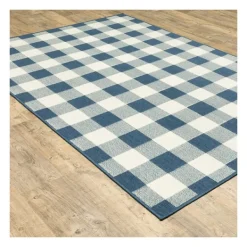 Outdoor Rugs-Kirkland's Home Buffalo Check Outdoor Area Rug, 3X5 Blue