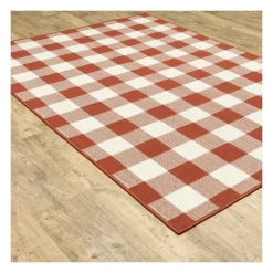 Outdoor Rugs-Kirkland's Home Buffalo Check Outdoor Area Rug, 5X7 Red