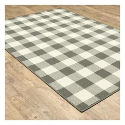 Outdoor Rugs-Kirkland's Home Buffalo Check Outdoor Area Rug, 6X9 Gray