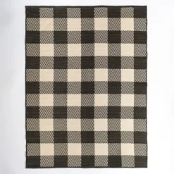 Outdoor Rugs-Kirkland's Home Buffalo Check Reversible Outdoor Area Rug, 6X9 Ivory/Black