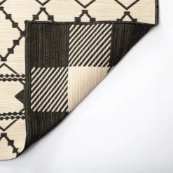Outdoor Rugs-Kirkland's Home Buffalo Check Reversible Outdoor Area Rug, 6X9 Ivory/Black