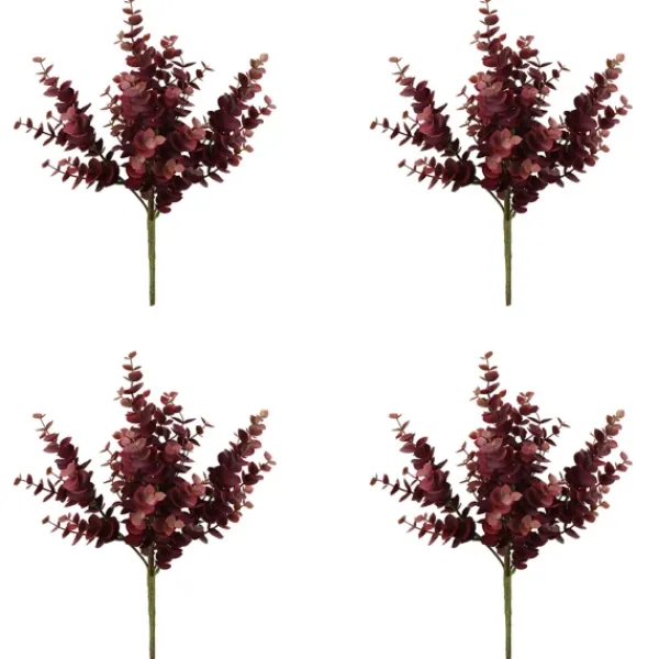 Stems & Bouquets-Kirkland's Home Burgundy Jade Leaf Sprays, Set Of 4 Red/Brown
