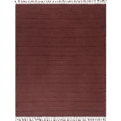Blankets & Throws-Kirkland's Home Burgundy Modern Striped Throw Red